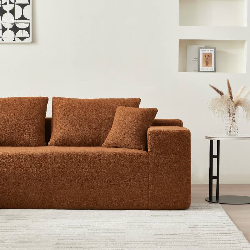 L-Shaped Modern Lambskin Fabric Upholstered Corner Cloud Sofa (Pure Sponge)