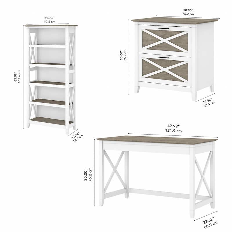 Key West 48W Writing Desk with Cabinet and Bookcase by Bush Furniture