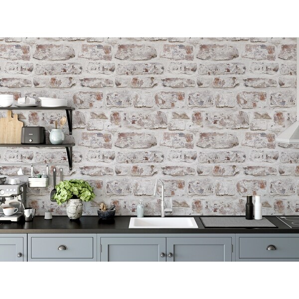 Whitewashed online brick wallpaper