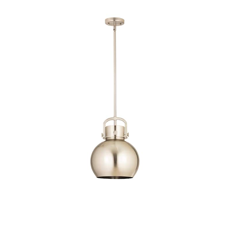 Innovations Lighting Newton Metal Sphere - 1 Light 10" Stem Hung Pendant - Satin Nickel
