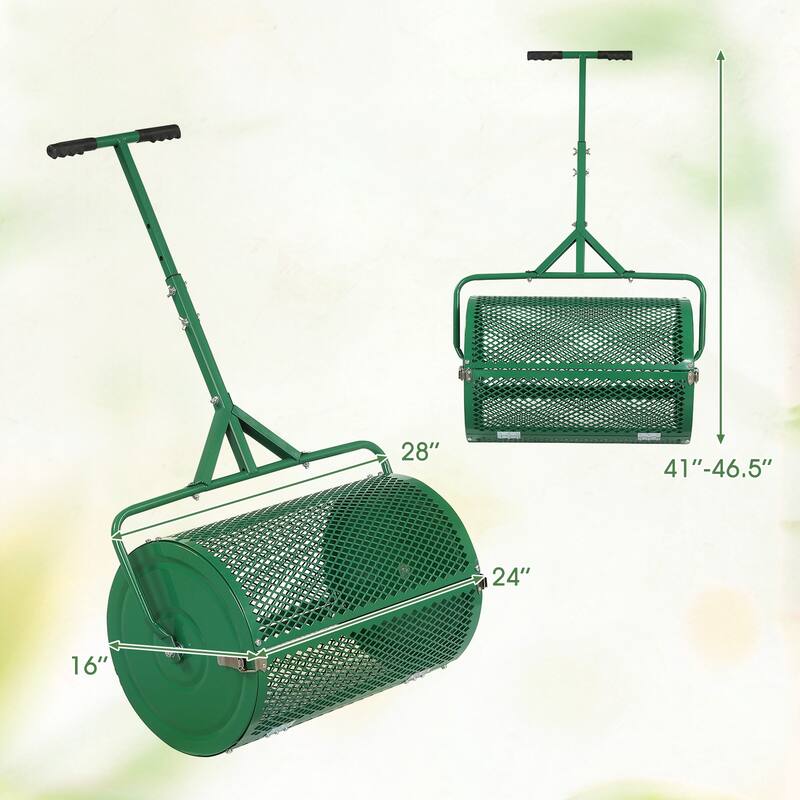 Gymax 24'' Compost Spreader w/ Height-Adjustable T-Shaped Handle for