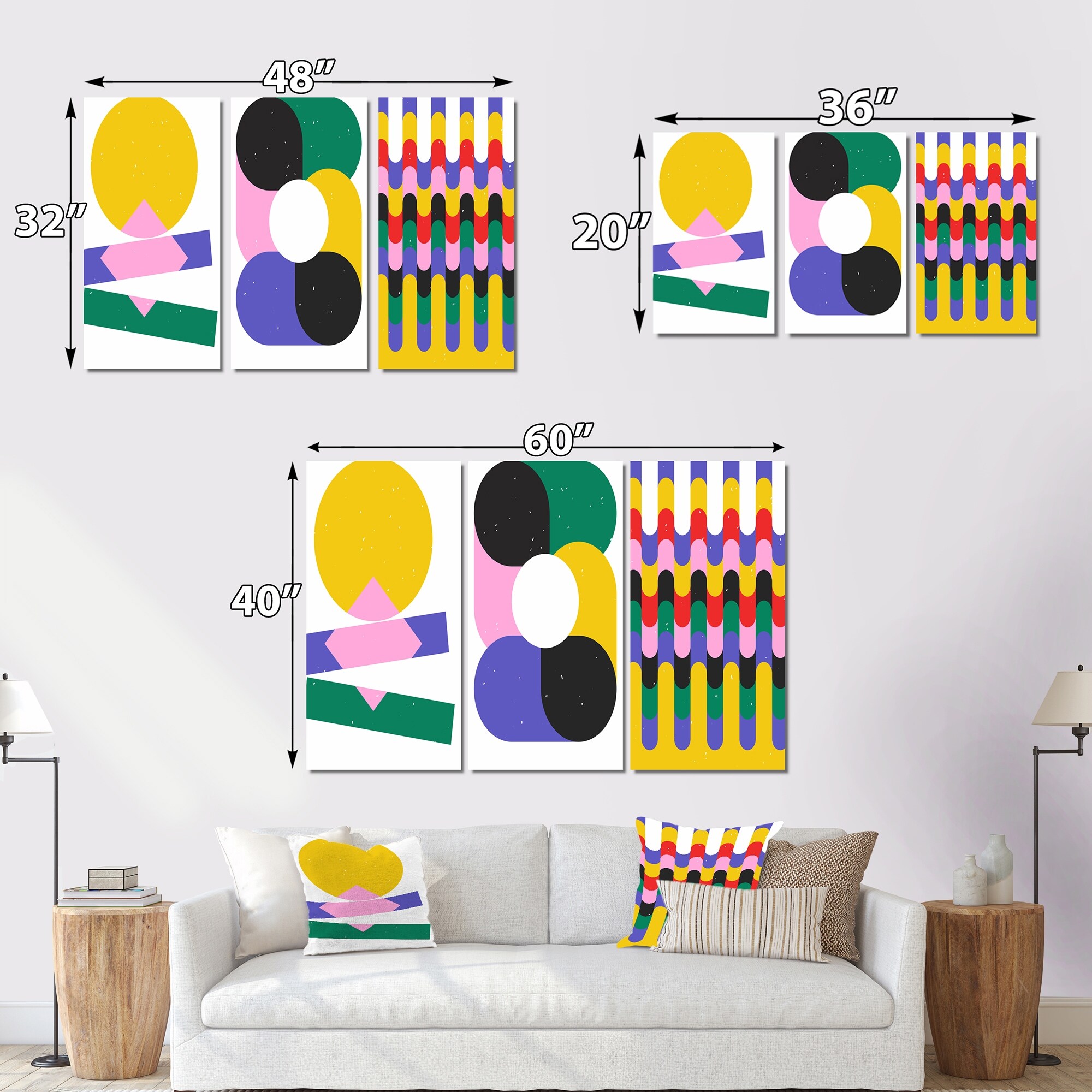 Retro Abstract Minimalist Colorful Geometrics VII - Modern Art Print by Designart-image