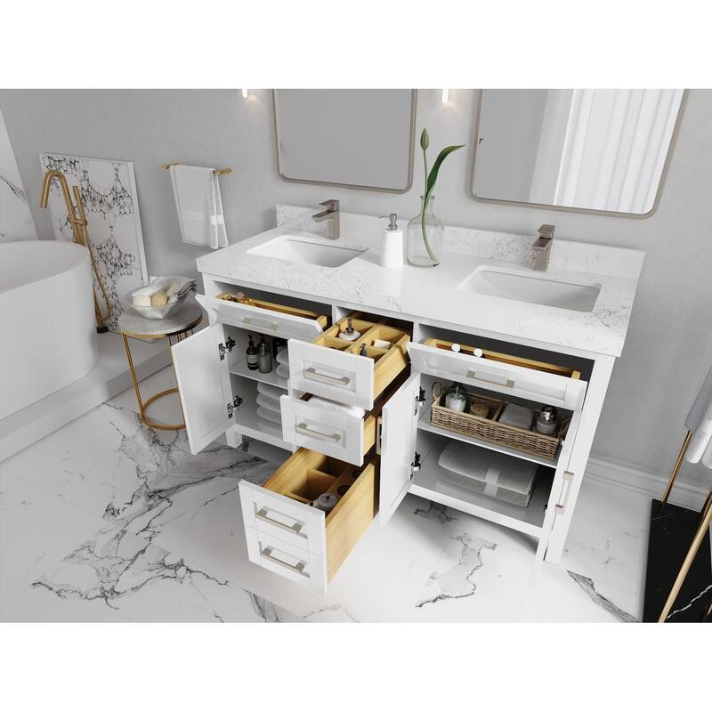 Willow Collections 60 in. W x 22 in. D Cambridge Double Sink Bathroom Vanity with Countertop