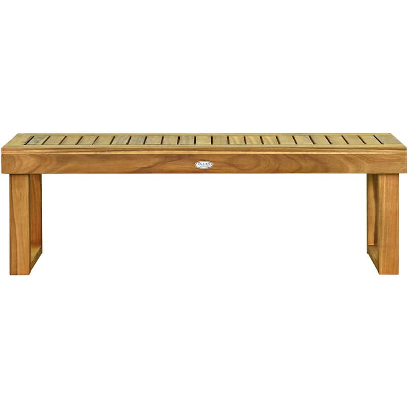 Costway 1/2 PCS 52" Outdoor Acacia Wood Dining Bench Chair Seat Slat