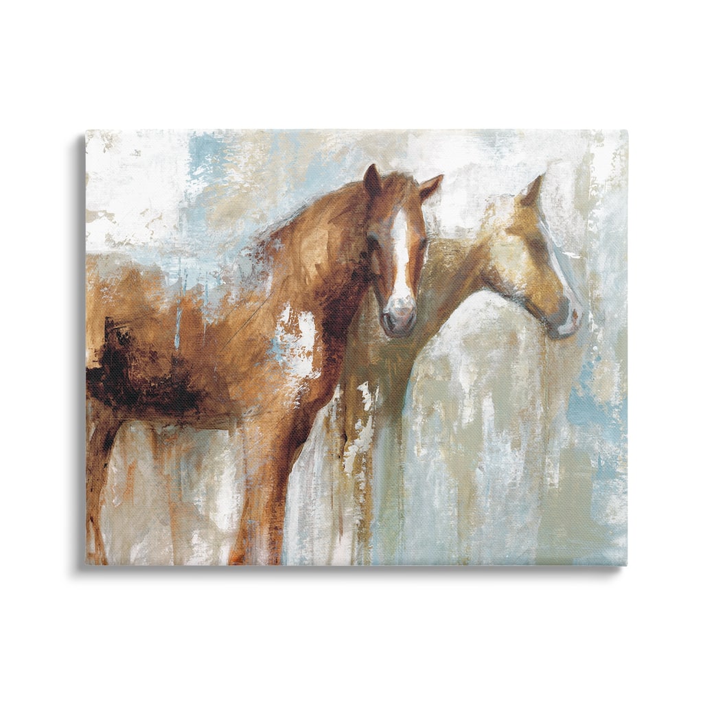 Stupell Layered Abstract Horses Foals Farm Animal Painting Canvas Wall Art - Brown