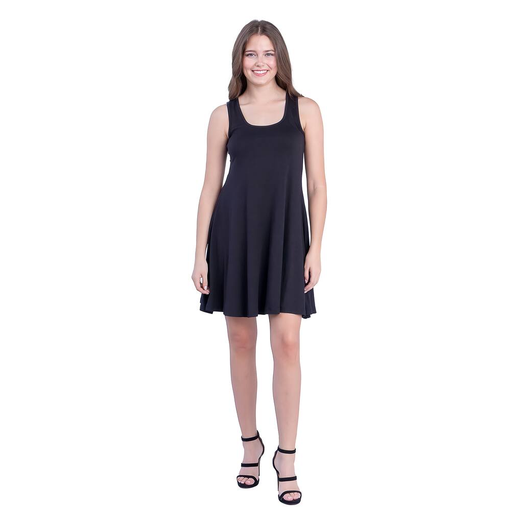 24seven Comfort Apparel Sleeveless A Line Fit and Flare Skater Dress