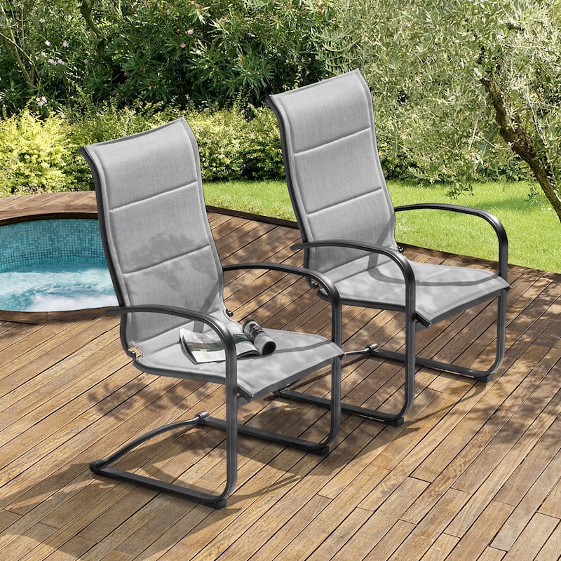 Nuu Garden 2 PCS Foam-Padded Textilene C-spring Dining Chairs