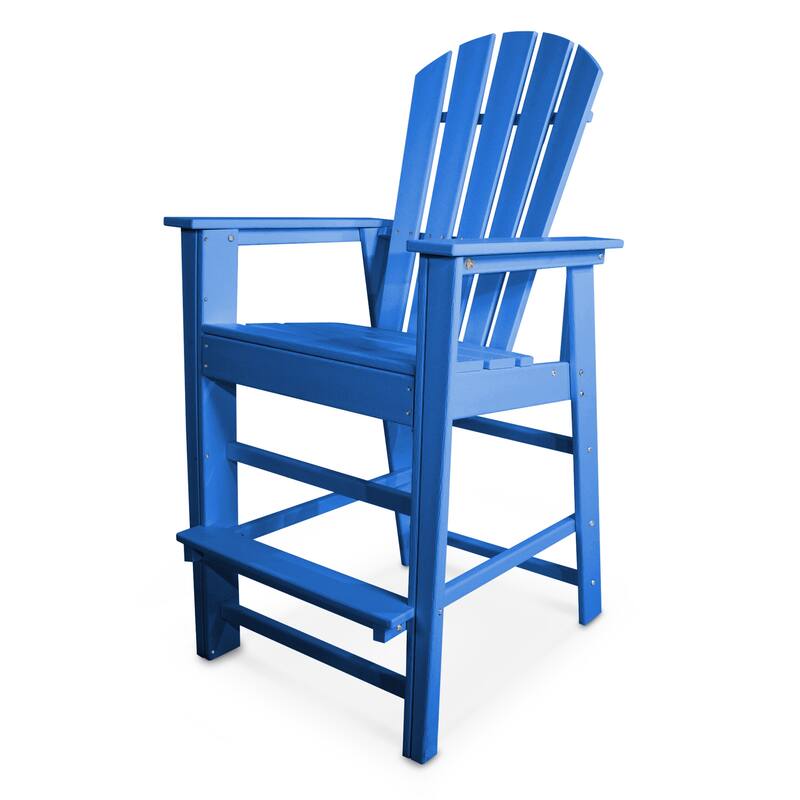 POLYWOOD South Beach Outdoor Adirondack Bar Chair - Pacific Blue