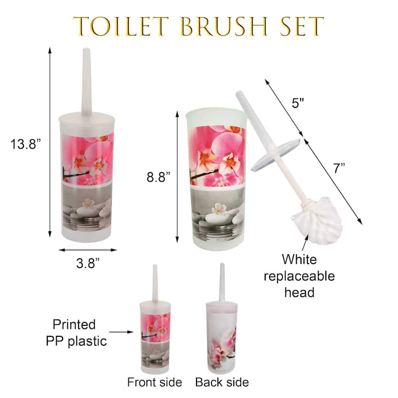Orchid Bathroom Accessory Set 2-Pieces Plastic - 9.4" H x 7.8" W x 6.2" L