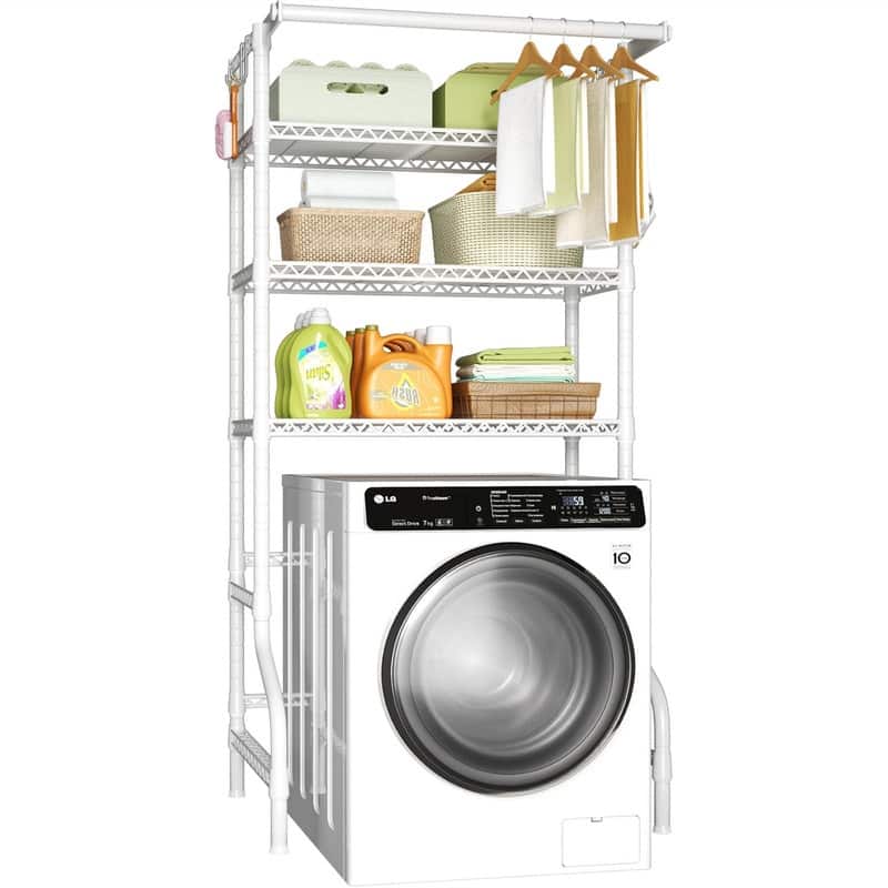 Over Washer and Dryer Shelves - 19.7"D x 33.9"W x 77.6"H - White