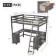 preview thumbnail 19 of 22, Full Size Loft kids Bed Frame with U-Shaped Desk, Storage Shelves, Cabinet & 2-Drawers, Safety Guardrails for Bedroom, White