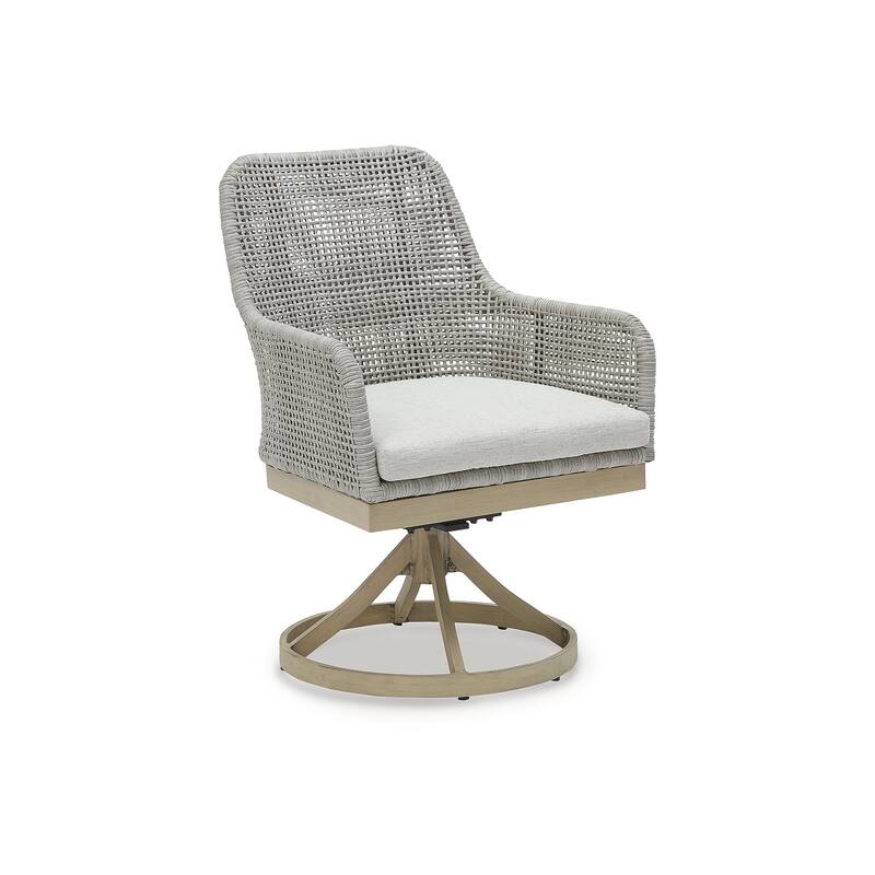 Signature Design by Ashley Seton Creek Gray Outdoor Swivel Dining Chair (Set of 2) - 25.38" W x 25.75" D x 35.75" H