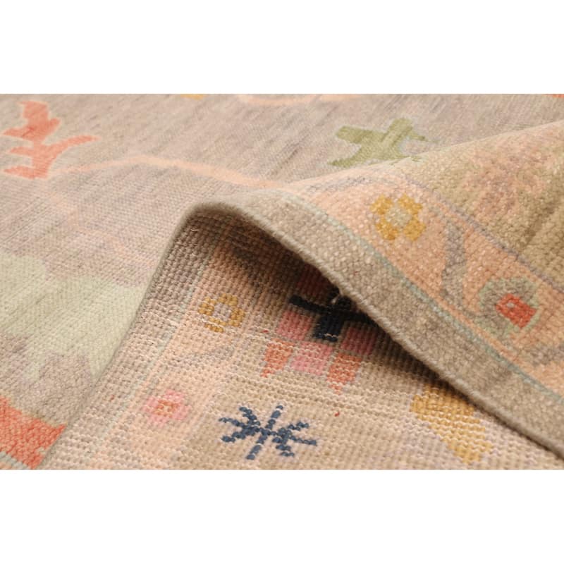 ECARPETGALLERY Hand-knotted Modern Oushak Light Grey Wool Rug - 7'11 x 9'11