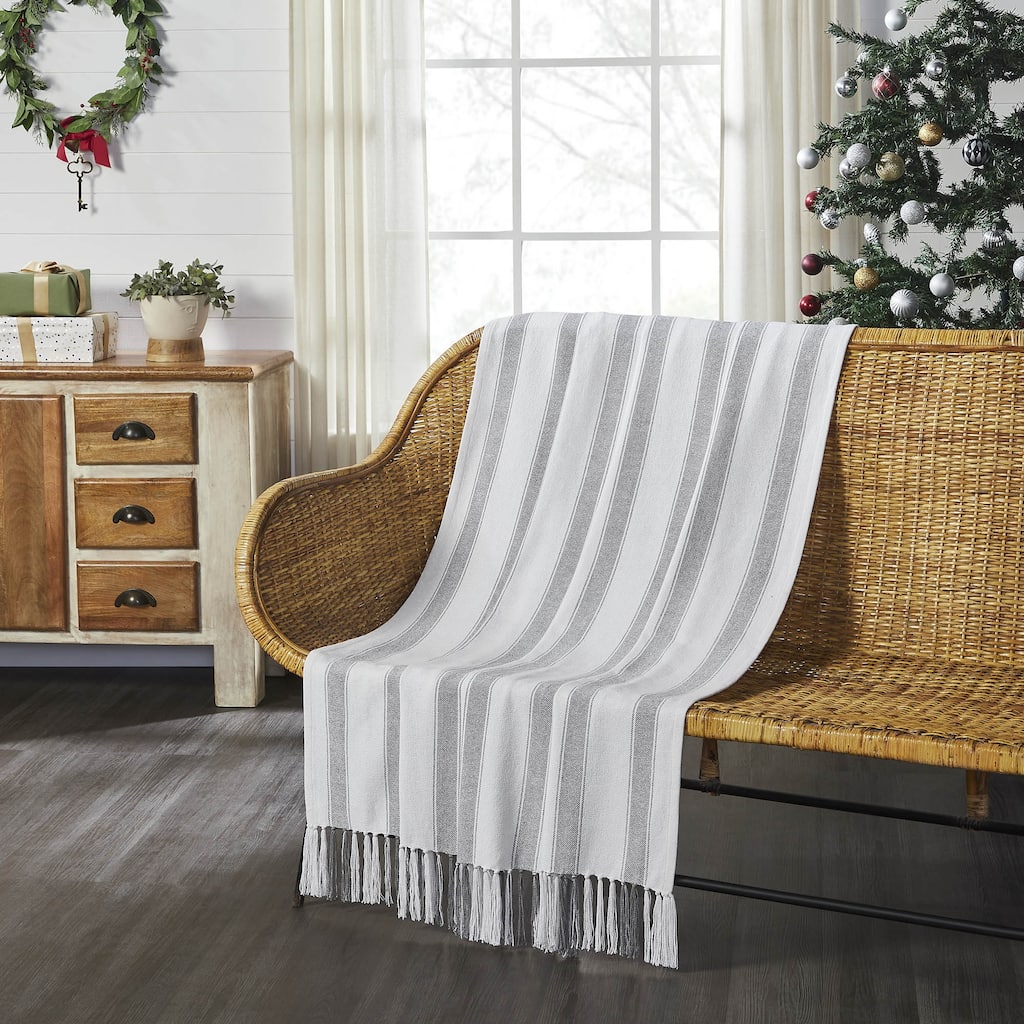 Grace Grain Sack Stripe Woven Throw 50x60