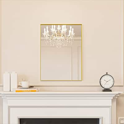 Organnice Aluminum Rectangle Framed Tempered Glass Wall-mounted Mirror