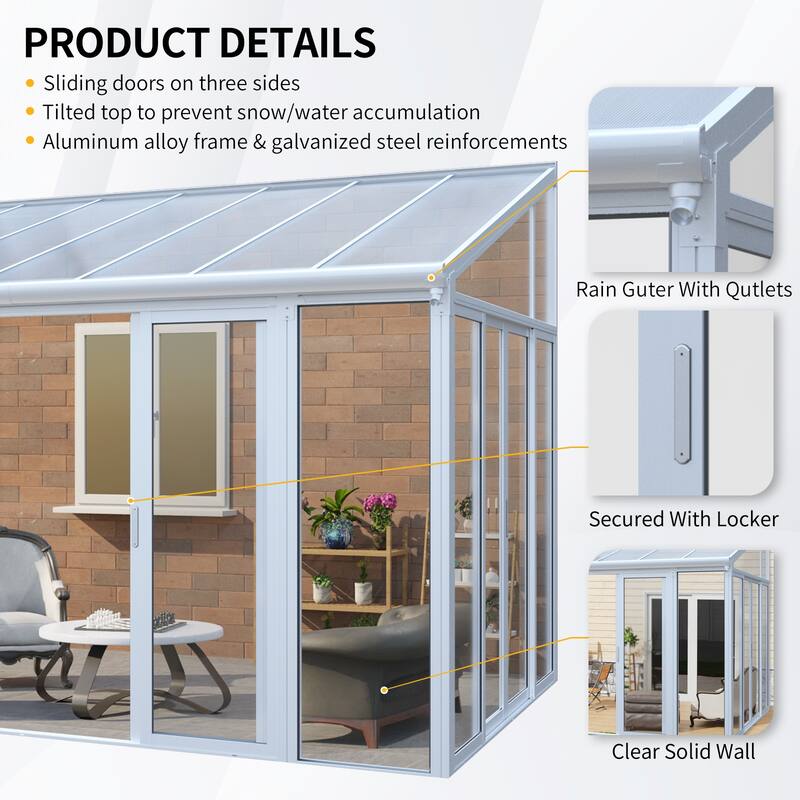 GDF Studio - Castellina Outdoor Enclosed Patio Cover with Sliding Doors