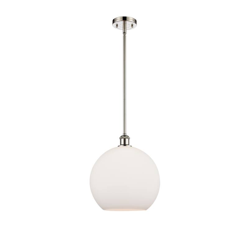 Innovations Lighting Athens 1 Light 12" Mini Pendant - Polished Nickel/Matte White