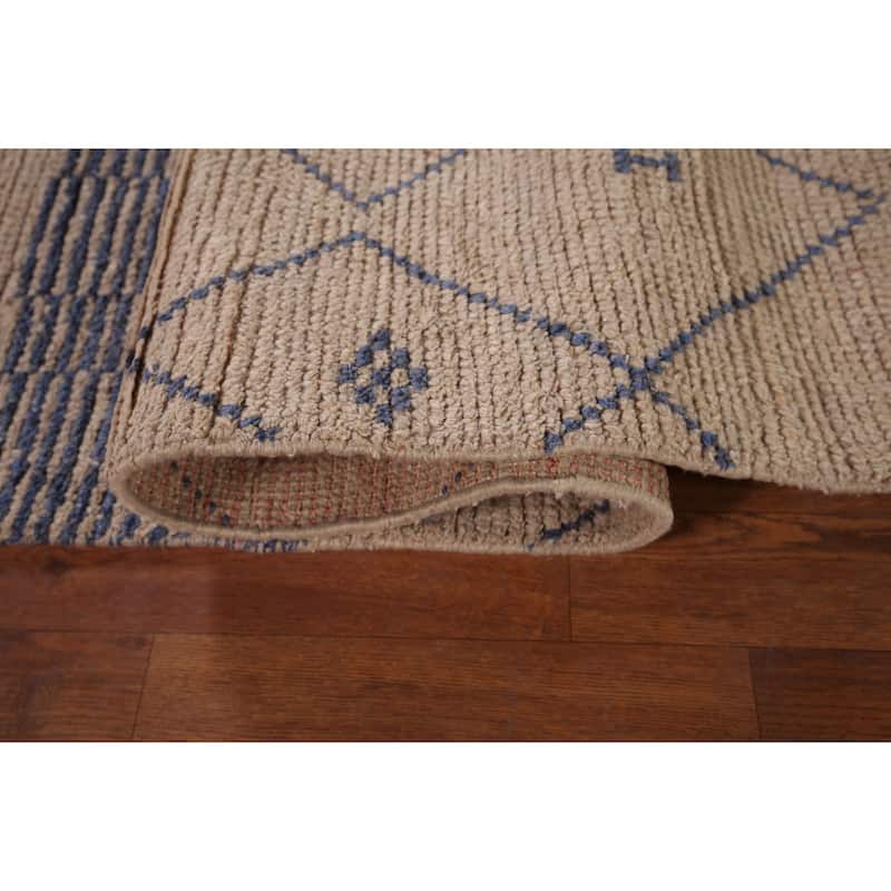 Earth Tone Trellis Moroccan Oriental Area Rug Hand-Knotted Wool Carpet - 7'8"x 8'8"