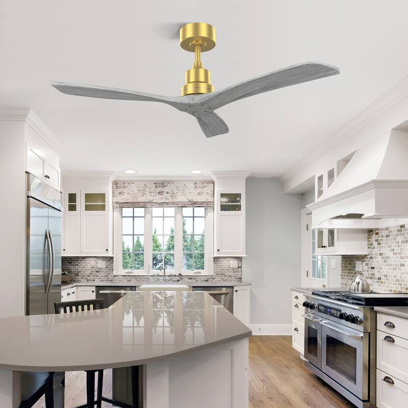 Sofucor 52 Inch Ceiling Fan without Light Solid Wood,with Remote,Smart Optional-Alexa/Google Assistant/APP/Remote Control