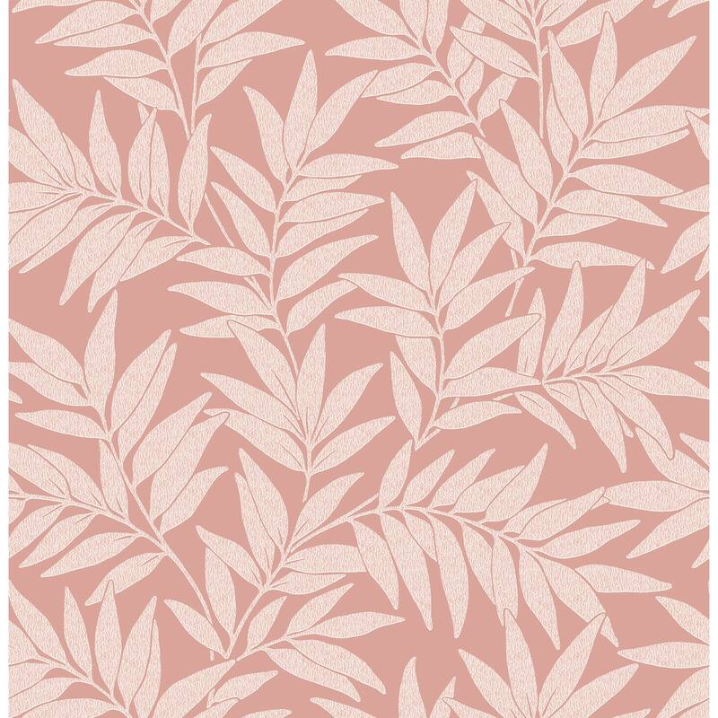 A-Street Prints Morris Pink Leaf Wallpaper