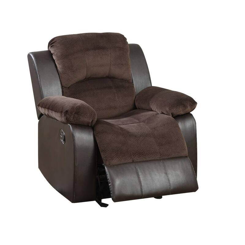 Motion Recliner Chair 1pc Glider Rocker Recliner Living Room Furniture Chocolate Padded Suede Living Room