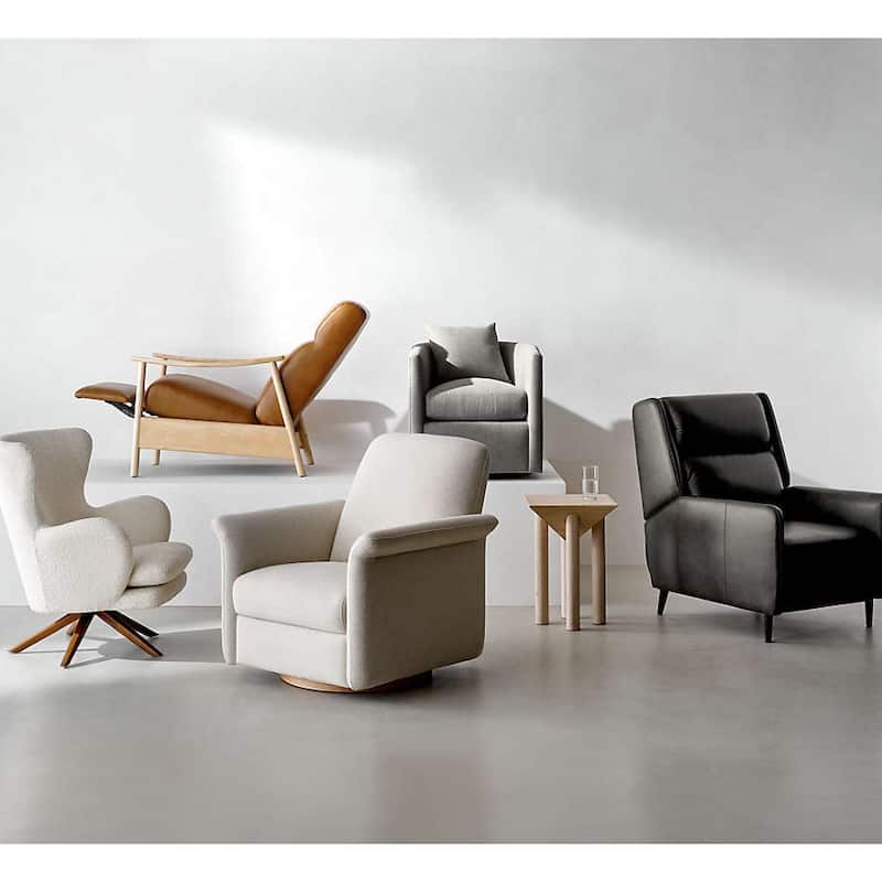 Linen Fabric Swivel Barrel Chair, Ergonomic Upholstered Single Sofa Chair, Lounge Armchair with Curved Back & Wood Base