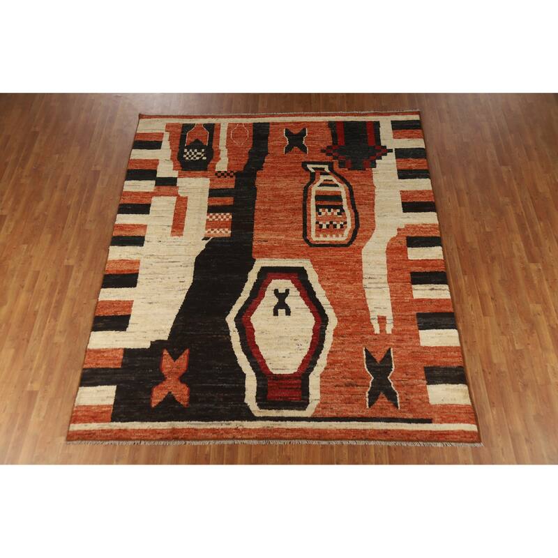 Moroccan Oriental Area Rug Handmade Bedroom Wool Carpet - 8'6" x 9'11"