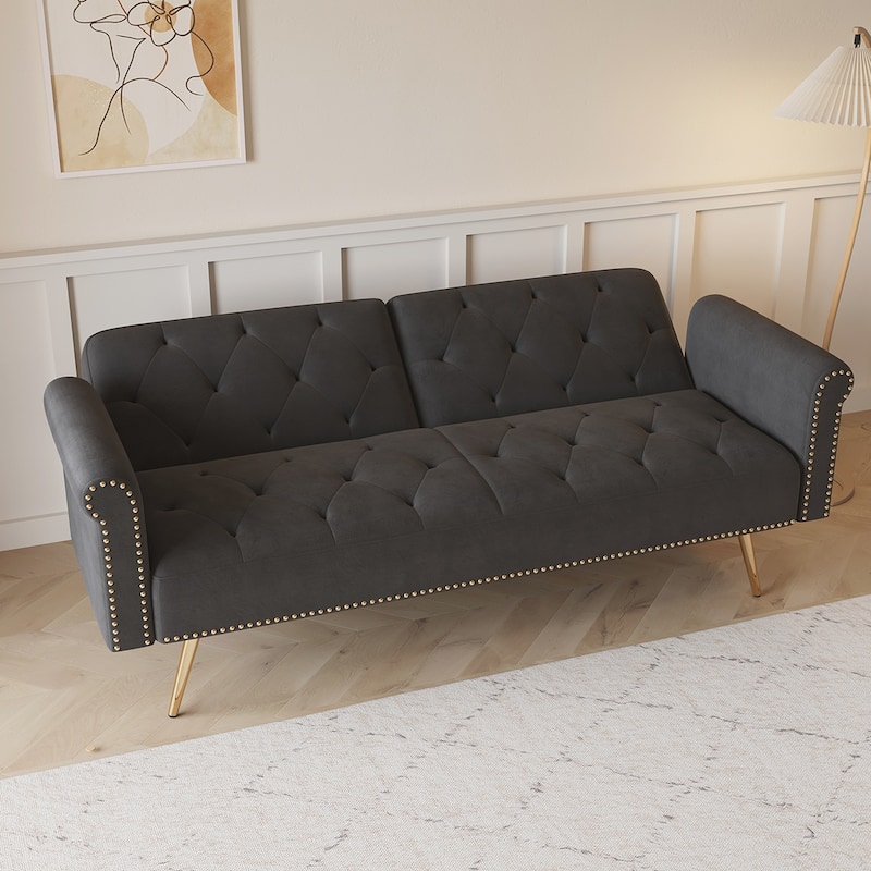 Velvet Tufted Back With 3 Pillow