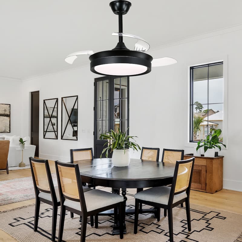 Oaks Aura Modern 36in. LED Light Memory Retractable Ceiling Fan with Light, 6-Speed,Dc Motor Technology, Remote Control