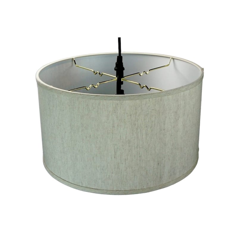 2 Light Swag Plug-In Pendant 16"w Textured Oatmeal with Diffuser, Black Cord