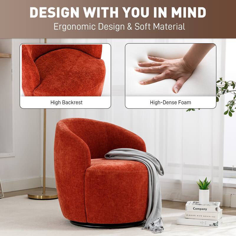 Ouyessir Accent Upholstered Round Velvet 360 Degree Swivel Sofa Chairs