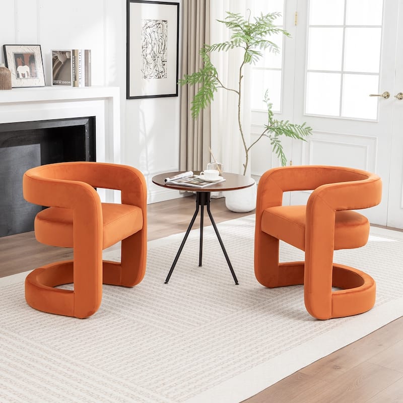 SEYNAR Modern Velvet E-Shaped Open Back Dining chair Set of 2