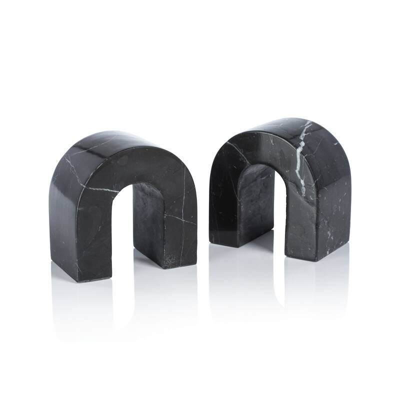 Martil Marble Bookends, Set of 2 - Black Marquina