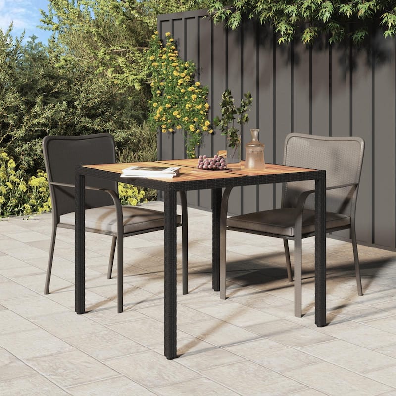vidaXL Solid Wood Acacia Patio Table Desk Furniture Black/Gray Multi Sizes - Black and Natural 35.4 x 35.4 x 29.5 in