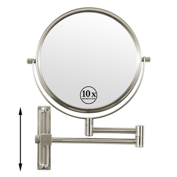 8 inch Wall Mounted Round Frame 1X 10X Magnifying Makeup Mirror Height Adjustable On Sale Bed Bath Beyond 37170081