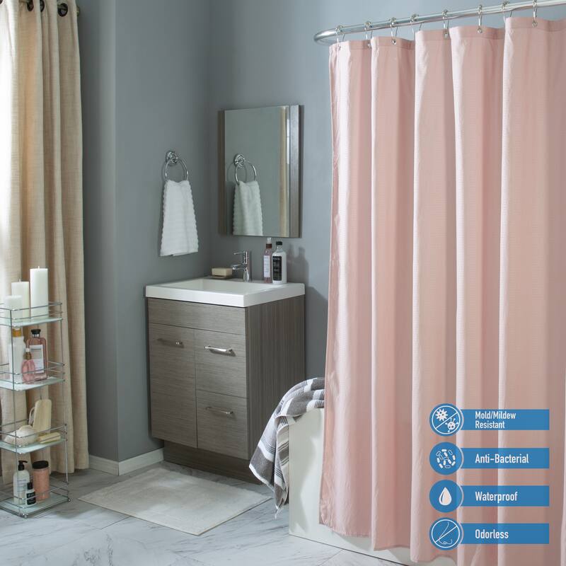 Bath Bliss Microfiber Soft Touch Dash Design Shower Curtain Liner