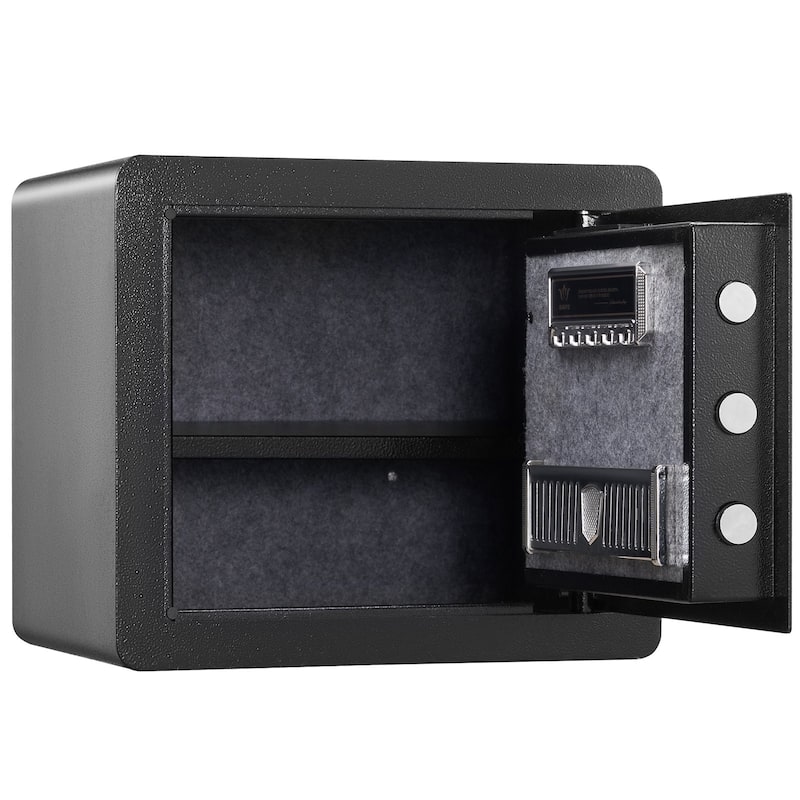 Black Cold-Rolled Carbon Steel Safe with Dual Lock, Alarm and Removable Shelf