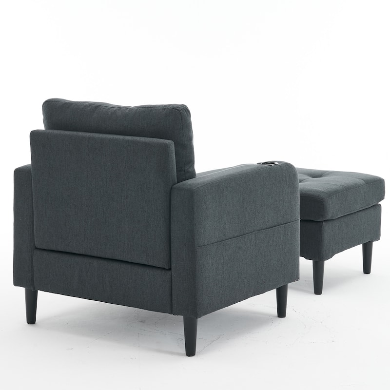 Upholstered Armchair and Storage Ottoman Set for Stylish Comfort - 33.07"L x 30.71"W x 33.86"H