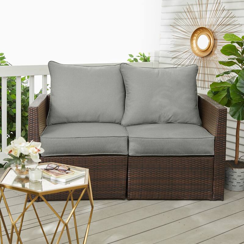 Sorra Home Outdura Solid Indoor/Outdoor Deep Seating Loveseat Pillow and Cushion Set - 23.5 in x 23 in x 5 in - ETC Smoke