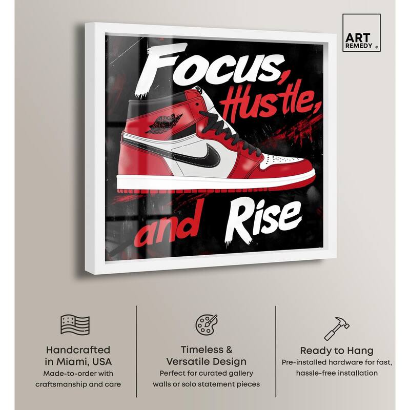 Hustle and Rise Sneaker Red Shadowbox by Art Remedy