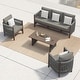 preview thumbnail 4 of 14, Corvus Iona 4-piece Patio Eucalyptus Wood and Rope Sofa Seating Set with Sunbrella Fabric