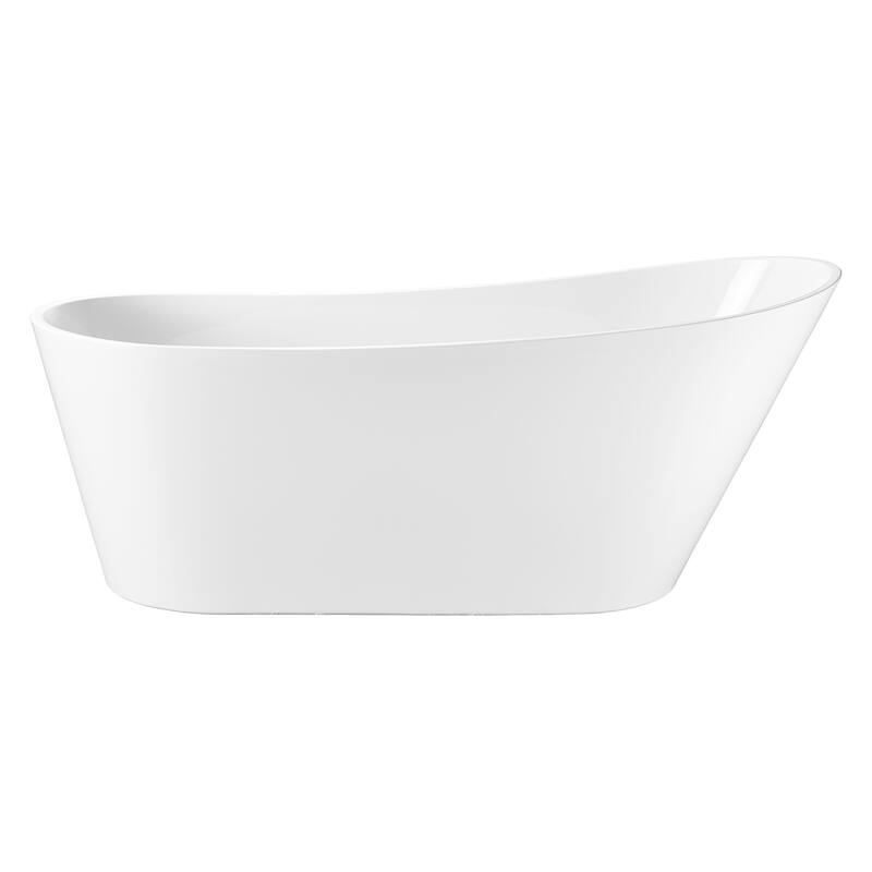 59 x 30 Inch Freestanding Acrylic Soaking Bathtub with Overflow and Pop-up Drain