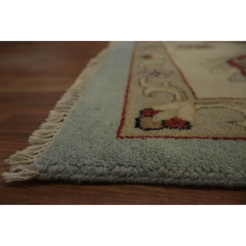 Hand Knotted Oriental 100% Wool Carpet Transitional Floral Navy Blue & Blues Oushak Area Rug - 14' 8'' X 11' 6''