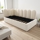 preview thumbnail 1 of 23, Twin Size Velvet Upholstered Daybed with Hydraulic Storage, Metal Slatted Frame & Interchangeable Side Panels Beige