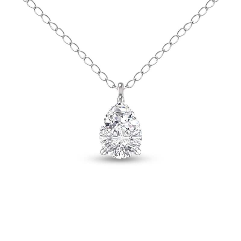 Marquee Lab Grown 1/4 Carat Pear Solitaire Diamond Pendant in 14K White Gold