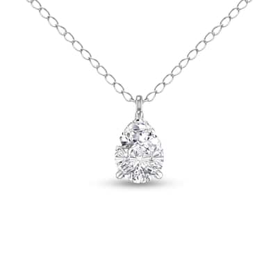 Marquee Lab Grown 1/4 Carat Pear Solitaire Diamond Pendant in 14K White Gold