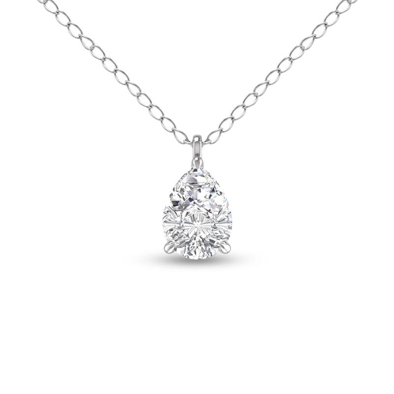 Marquee Lab Grown 1 Carat Pear Solitaire Diamond Pendant in 14K White Gold