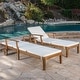 preview thumbnail 24 of 41, Perla Acacia Wood Chaise Lounge (Set of 2) by Christopher Knight Home Teak + Cream