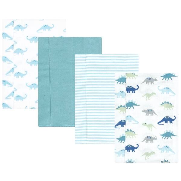 slide 1 of 1, Hudson Baby Cotton Flannel Burp Cloths, Soft Teal Dino, One Size - Soft Teal Dino 4 Pack - One Size One Size - Soft Teal Dino 4 Pack