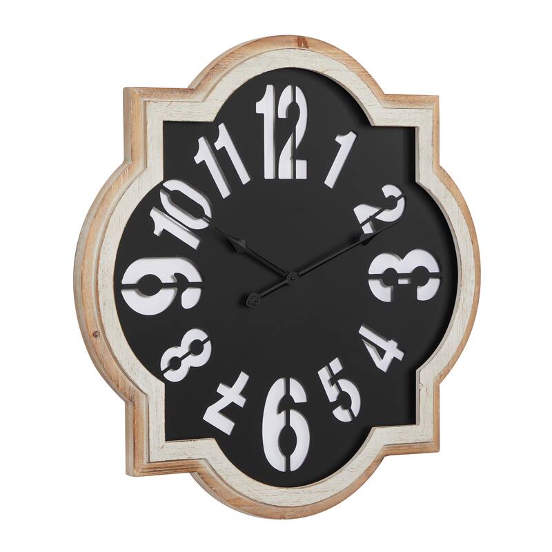 Metal Quatrefoil Wall Clock - Black - Roche River Decor - 2"W x 32"L x 32"H